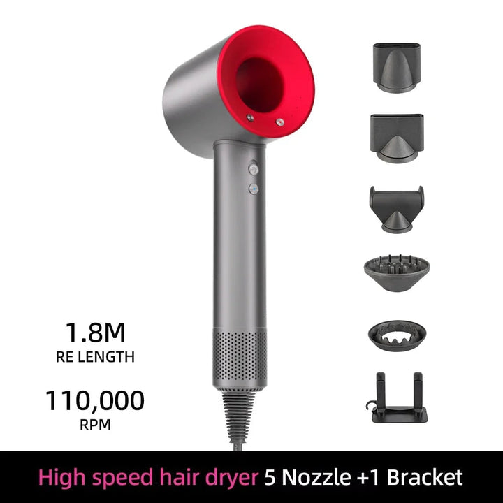Ionische snelle haardroger met magnetische diffuser en wandhouder