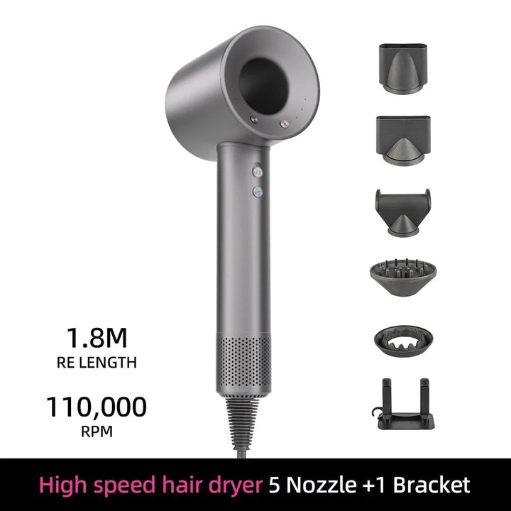 Ionische snelle haardroger met magnetische diffuser en wandhouder