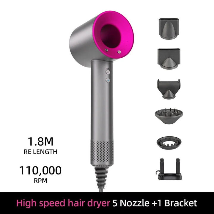 Ionische snelle haardroger met magnetische diffuser en wandhouder