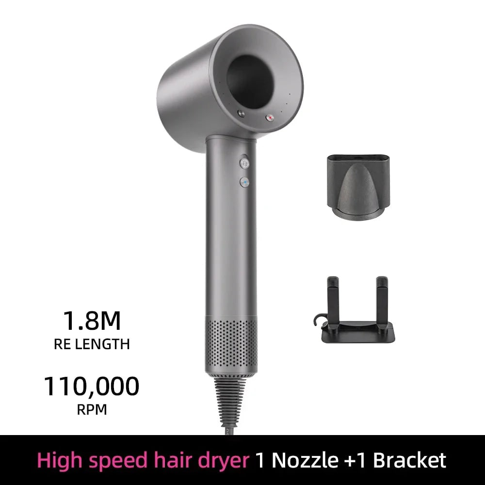 Ionische snelle haardroger met magnetische diffuser en wandhouder