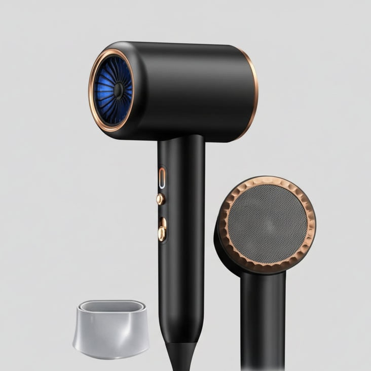 Ionische professionele haardroger met concentratormondstuk en snelle droogdiffuser