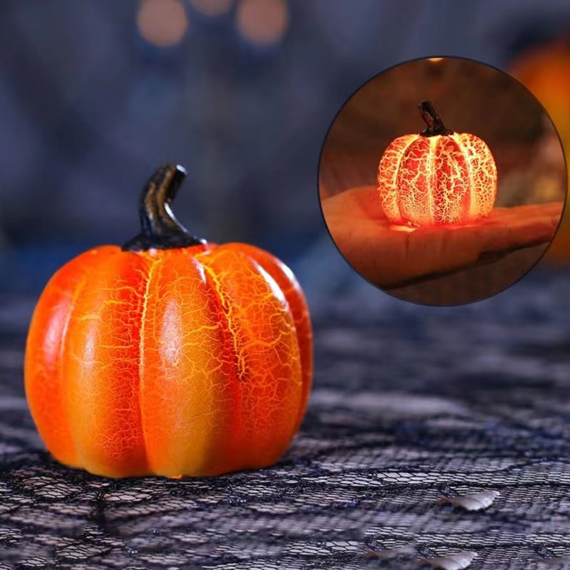Jack-o'-lantern pompoen ledlichtjes op batterijen, mini Halloween-decoratie