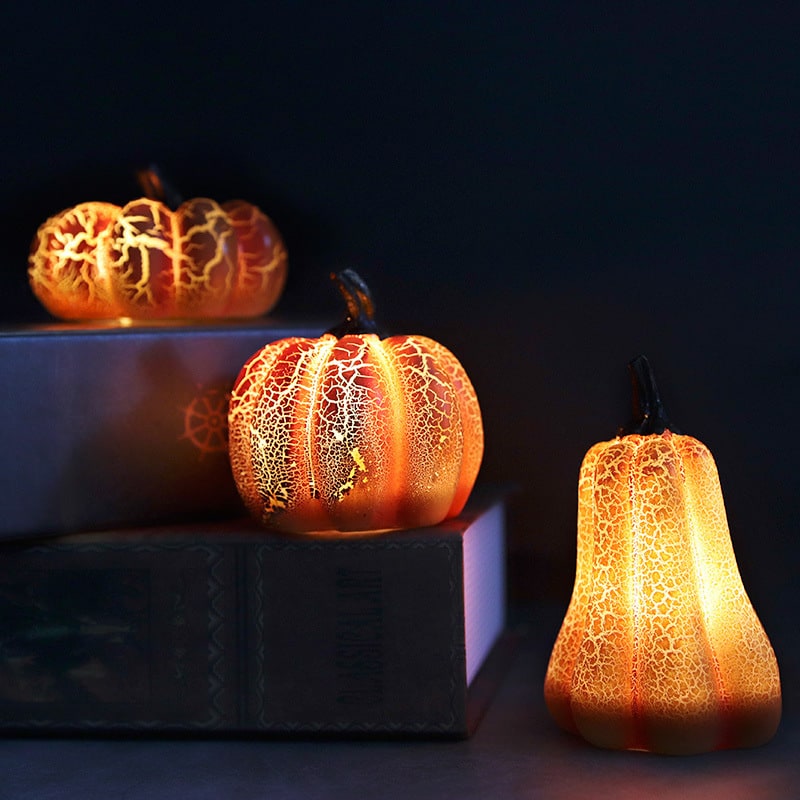 Jack-o'-lantern pompoen ledlichtjes op batterijen, mini Halloween-decoratie