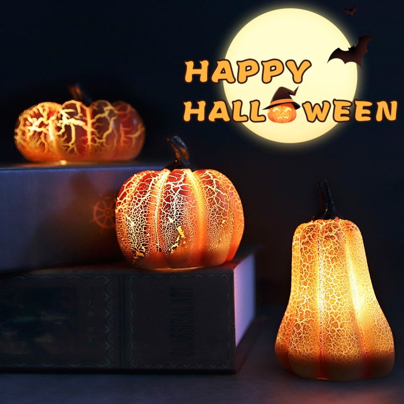 Jack-o'-lantern pompoen ledlichtjes op batterijen, mini Halloween-decoratie