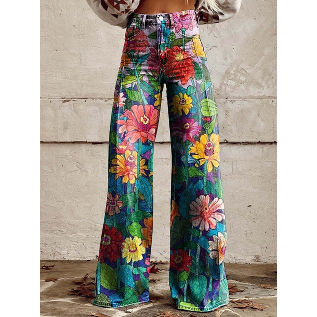 Dames Lange Broek – Ritan Bloemen- en Effen Prints