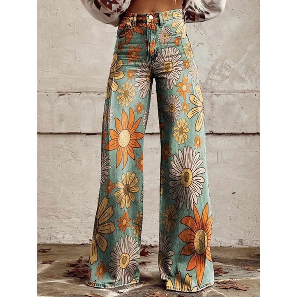 Dames Lange Broek – Ritan Bloemen- en Effen Prints