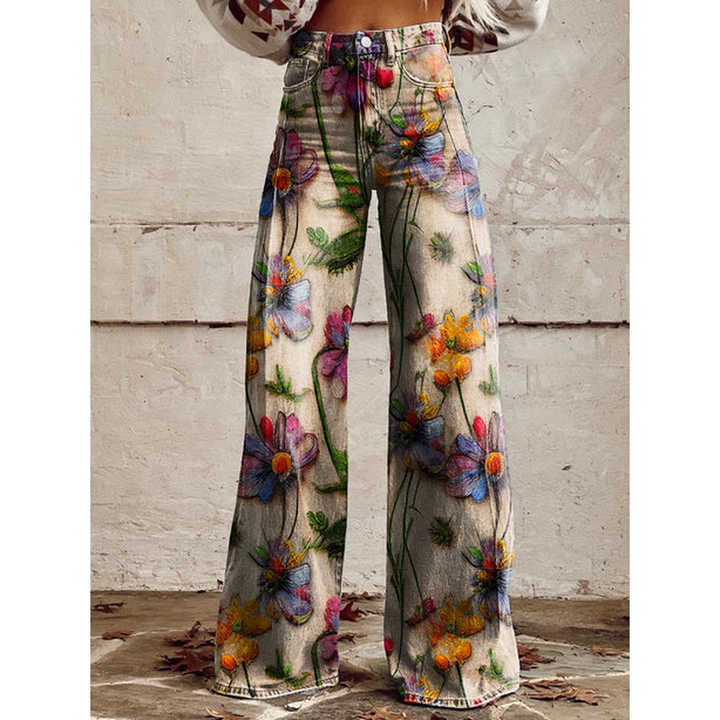 Dames Lange Broek – Ritan Bloemen- en Effen Prints