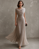 Elegante gedrapeerde maxi-jurk – mouwloze, formele avondjurk