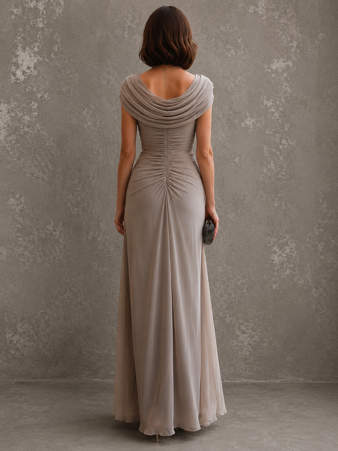 Elegante gedrapeerde maxi-jurk – mouwloze, formele avondjurk