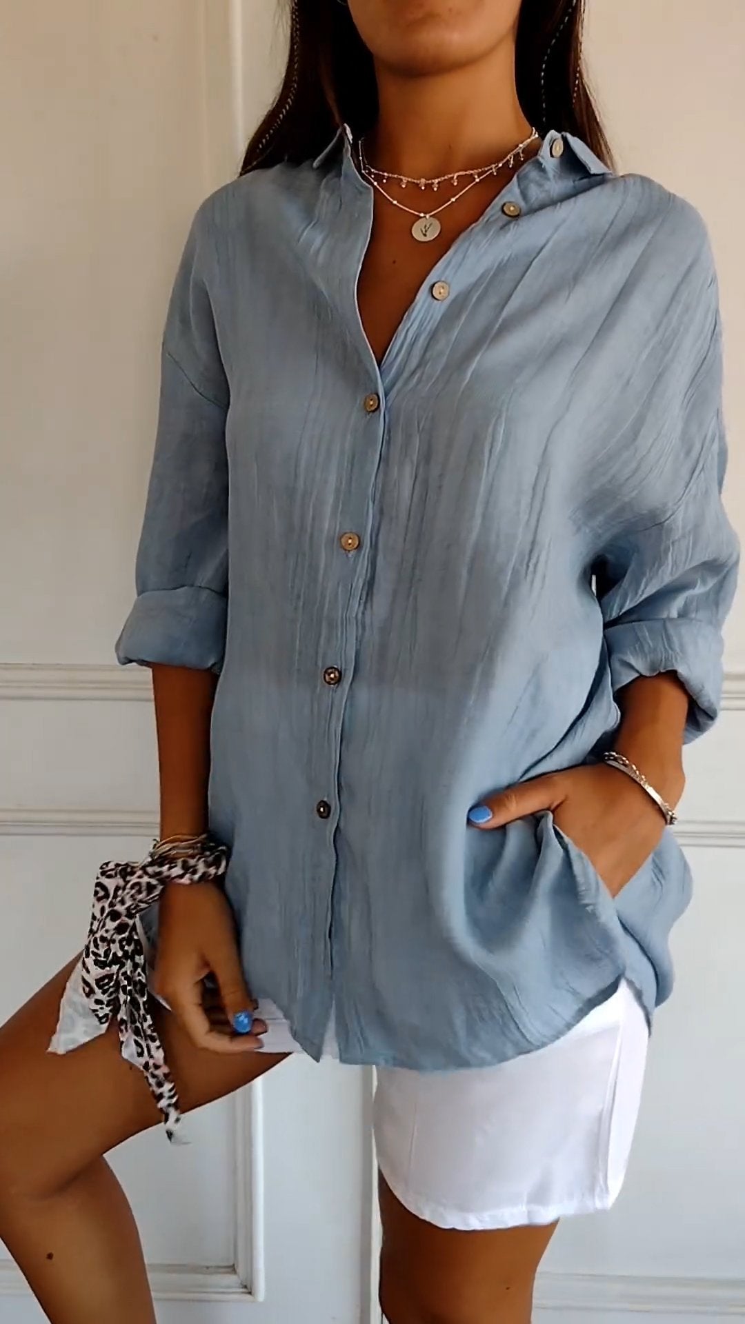 Loszittende Blouse voor dames - Luchtig en Comfortabel - Met knopen sluiting