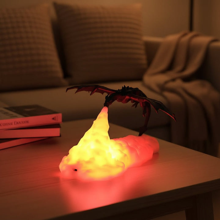 Halloween 3D-geprinte drakennachtlamp voor kinderen met LED-vuurgloeivoet voor kamerdecoratie