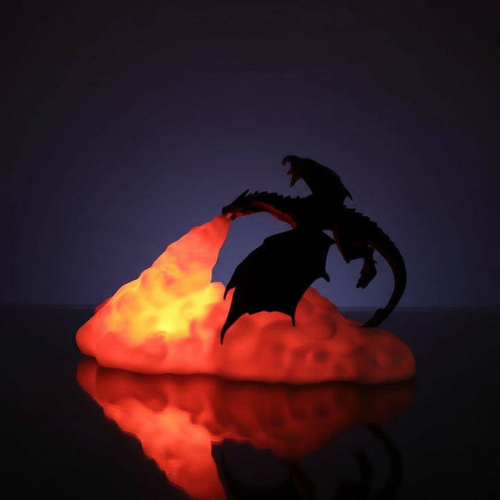 Halloween 3D-geprinte drakennachtlamp voor kinderen met LED-vuurgloeivoet voor kamerdecoratie