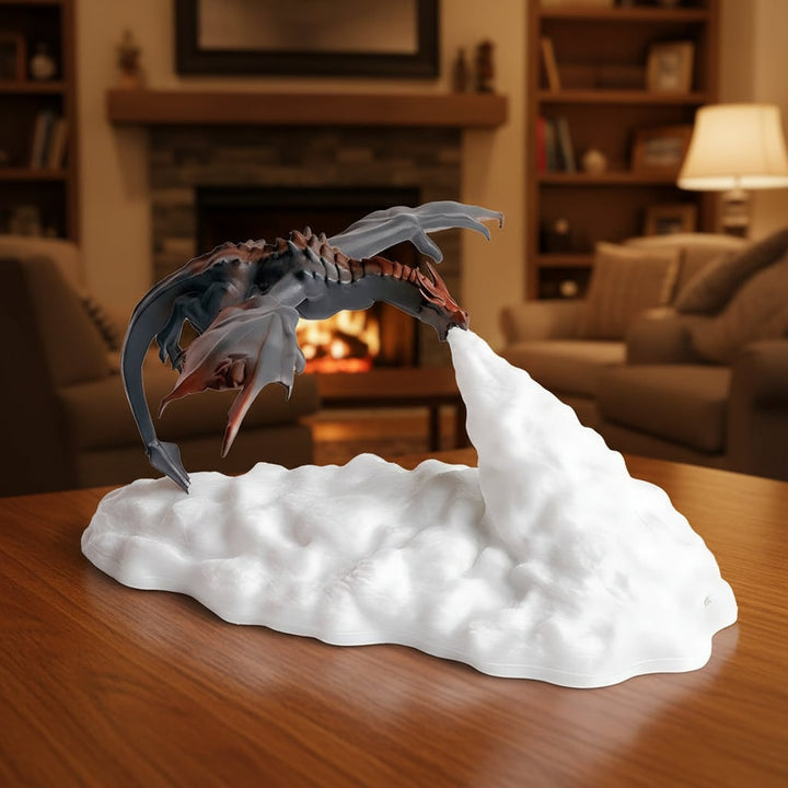 Halloween 3D-geprinte drakennachtlamp voor kinderen met LED-vuurgloeivoet voor kamerdecoratie