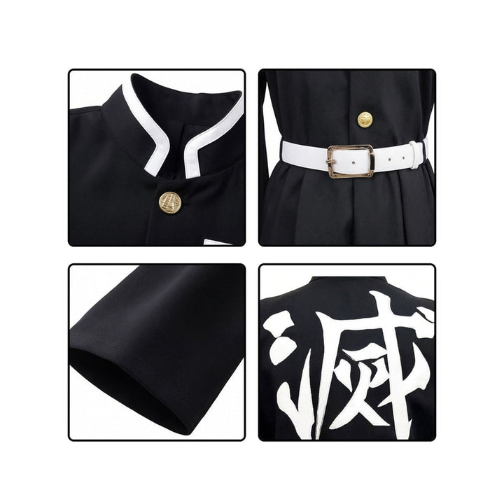 Halloween anime cosplaykostuum voor kinderen met jas met hoge kraag, wijde broek en gouden knopen