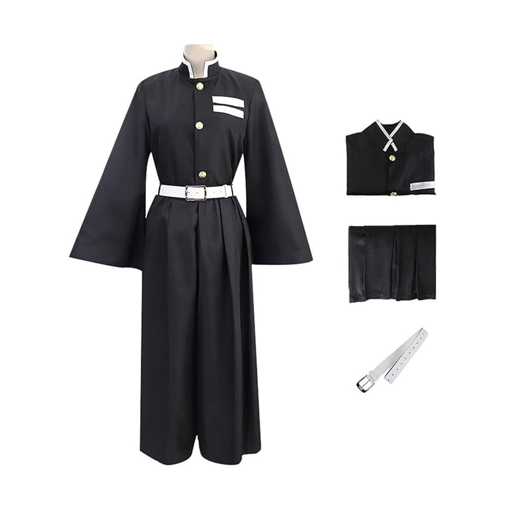 Halloween anime cosplaykostuum voor kinderen met jas met hoge kraag, wijde broek en gouden knopen