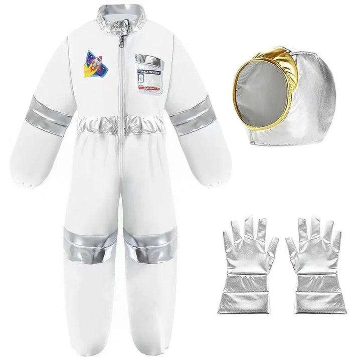 Halloween-astronautenkostuum voor kinderen met helm en handschoenen voor ruimteverkenner-rollenspel