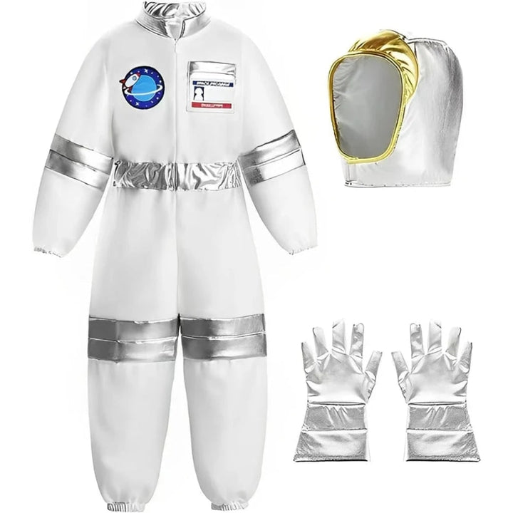 Halloween-astronautenkostuum voor kinderen met helm en handschoenen voor ruimteverkenner-rollenspel