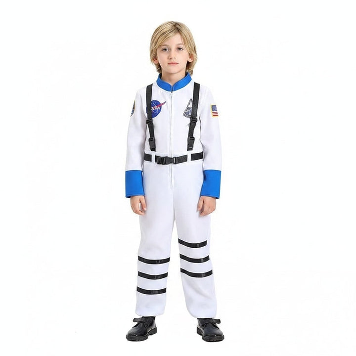 Halloween astronautenpak kostuum voor kinderen met ruimtevaartbadges en jumpsuit-ontwerp voor meisjes