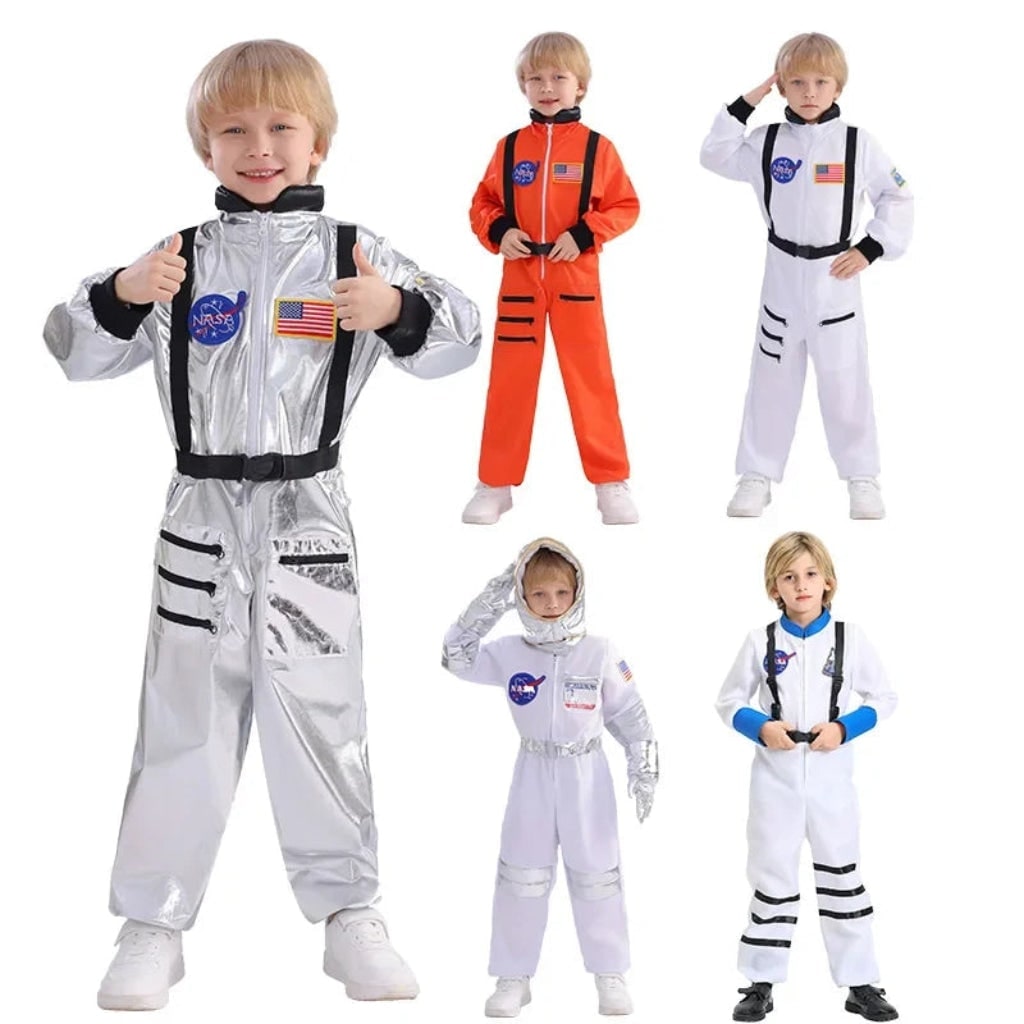 Halloween astronautenpak kostuum voor kinderen met ruimtevaartbadges en jumpsuit-ontwerp voor meisjes