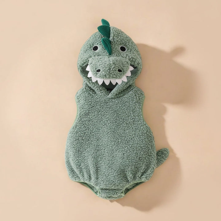Halloween babydinosaurus kostuum met capuchon, rompertje met stekels en staart voor peuter T-rex