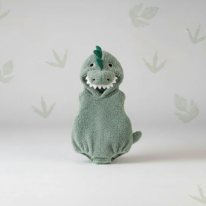 Halloween babydinosaurus kostuum met capuchon, rompertje met stekels en staart voor peuter T-rex