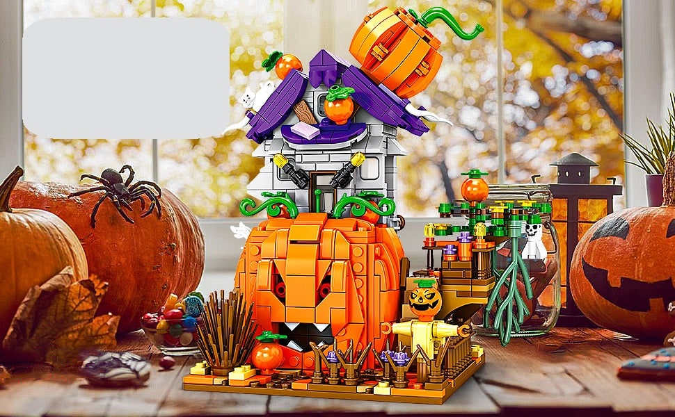 Halloween-bouwstenen voor kinderen, magnetische tegels speelset met pompoenhuis en spookachtige figuurtjes