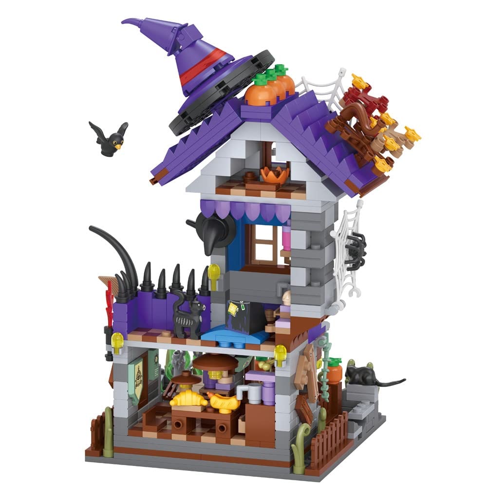 Halloween-bouwstenen voor kinderen, magnetische tegels speelset met pompoenhuis en spookachtige figuurtjes