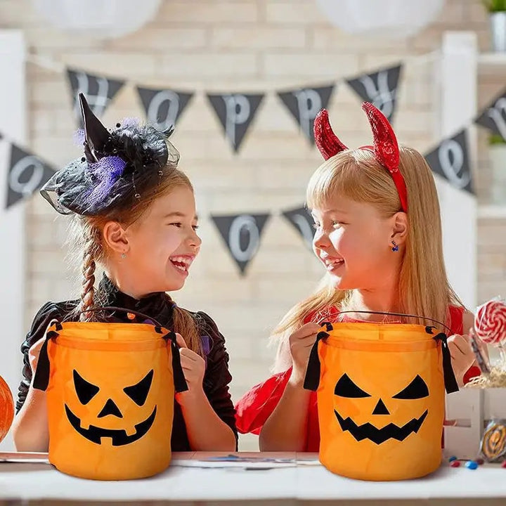 Halloween-snoepemmer en -tas voor kinderen met led-verlichting, lichtgevende pompoenlantaarn-emmer voor trick-or-treat