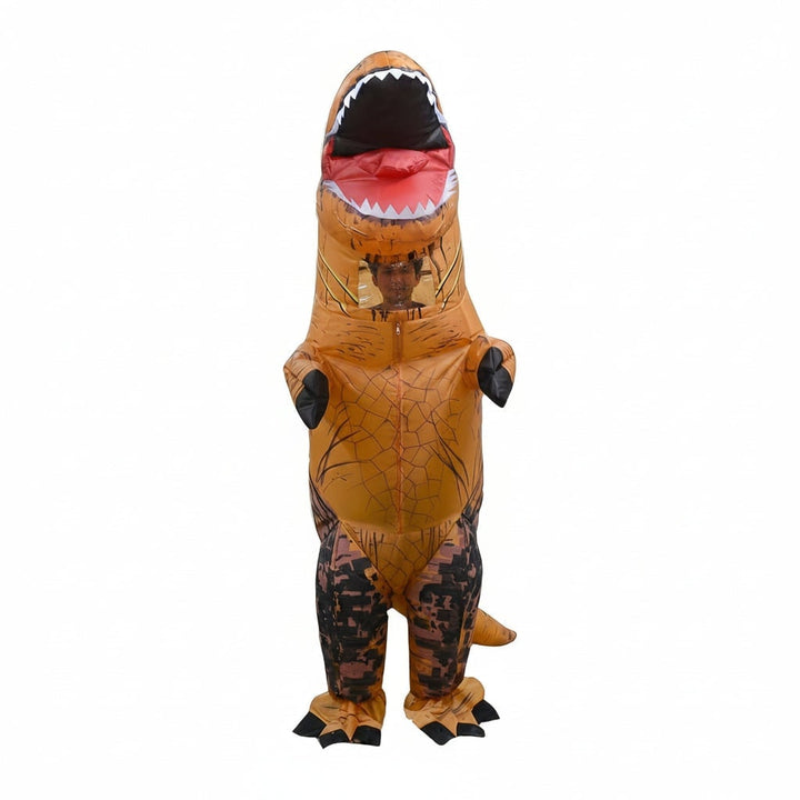 Opblaasbaar dinosauruskostuum voor kinderen voor Halloween, T-rex-outfit met ingebouwde ventilator en craquelé-print