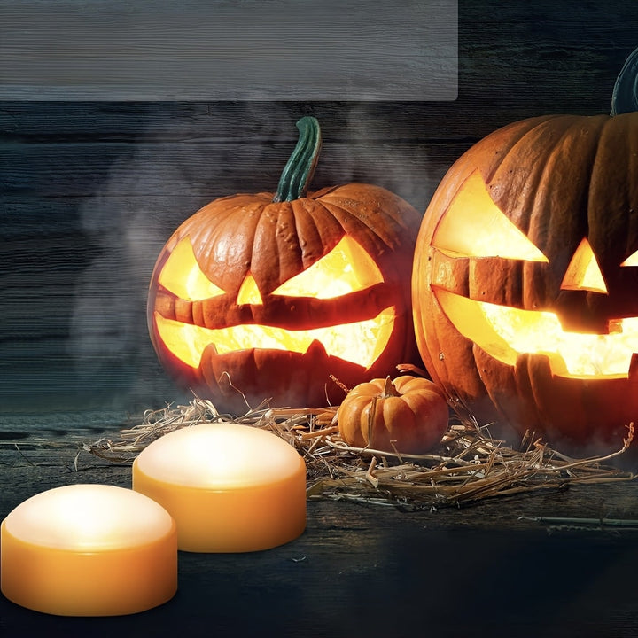 Halloween jack-o'-lantern pompoen led-theelichtjes met afstandsbediening op batterijen