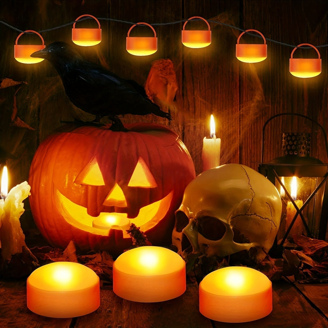 Halloween jack-o'-lantern pompoen led-theelichtjes met afstandsbediening op batterijen