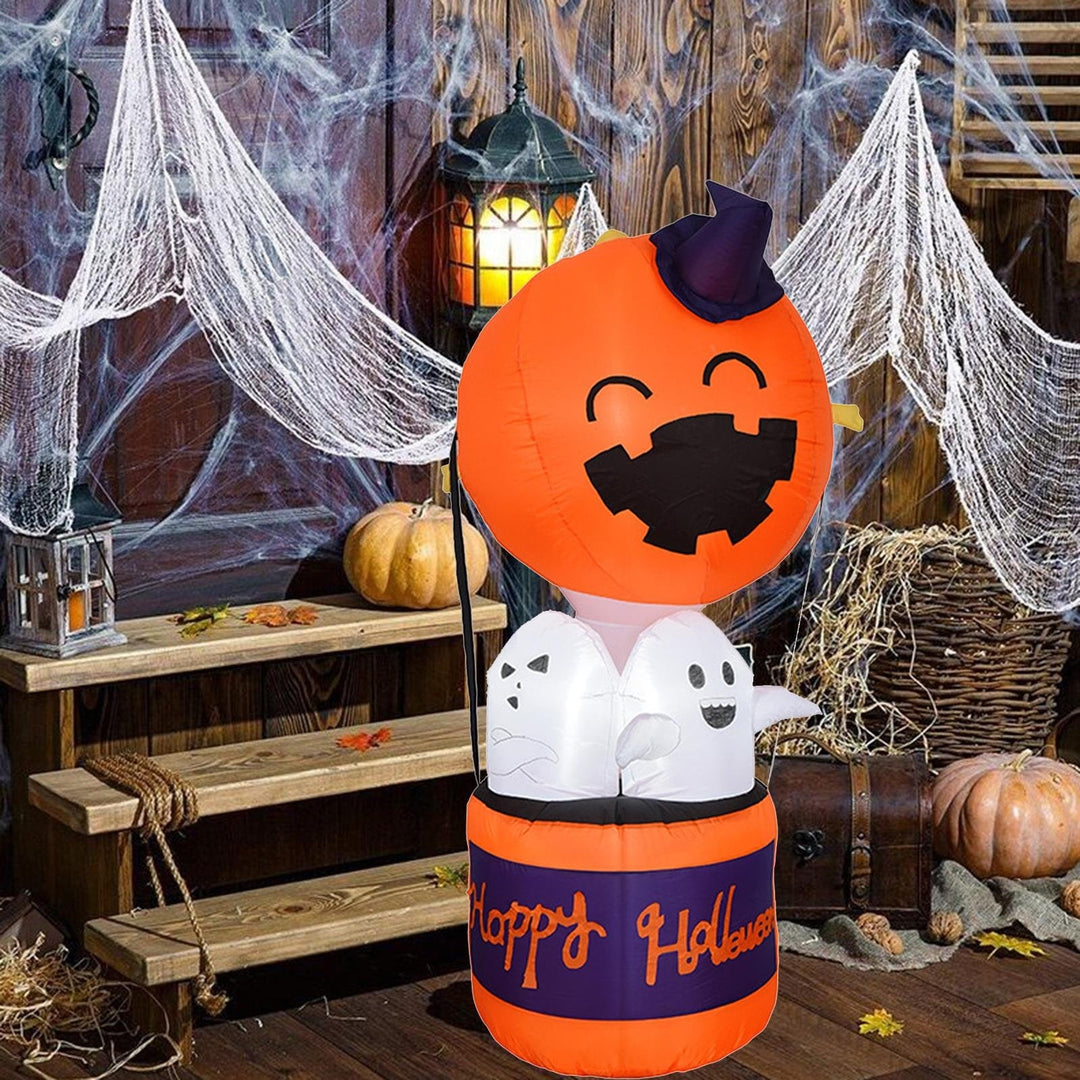 Halloween-buitendecoratie opblaasbare pompoen-luchtballon met spoken en ledverlichting
