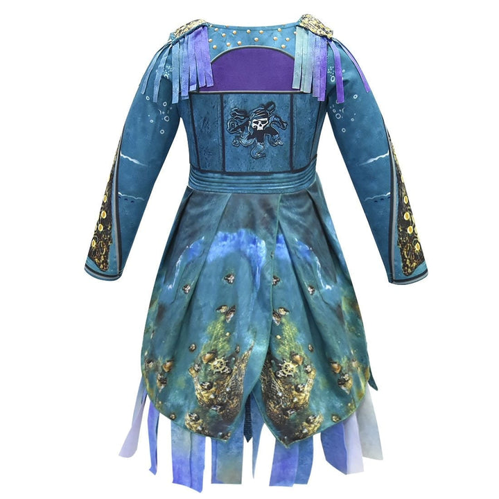 Halloween-piratenkostuum voor kinderen, jurkoutfit met schedelprint en gerafelde zoom