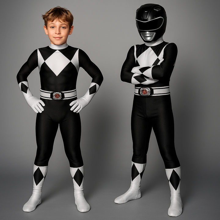 Halloween superheldenkostuum voor kinderen, zwarte catsuit met masker voor het hele hoofd en handschoenen, voor feestjes