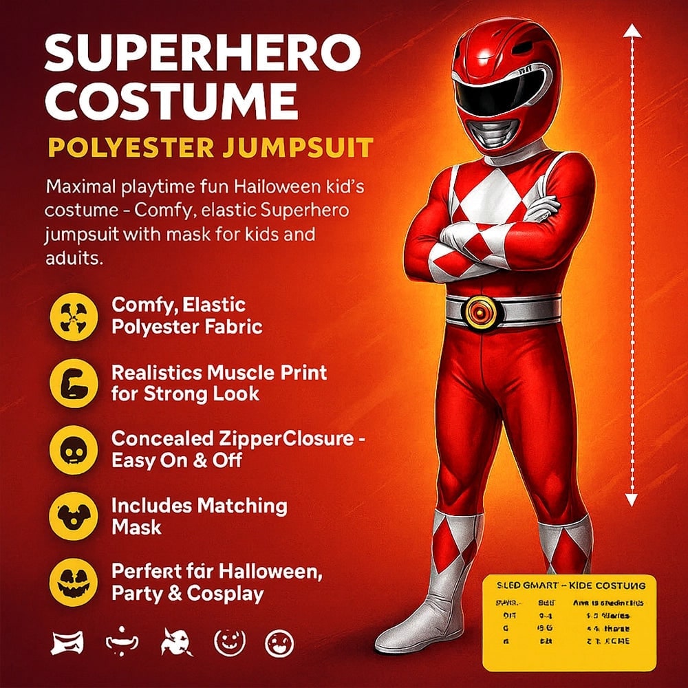 Halloween superheldenkostuum voor kinderen, zwarte catsuit met masker voor het hele hoofd en handschoenen, voor feestjes