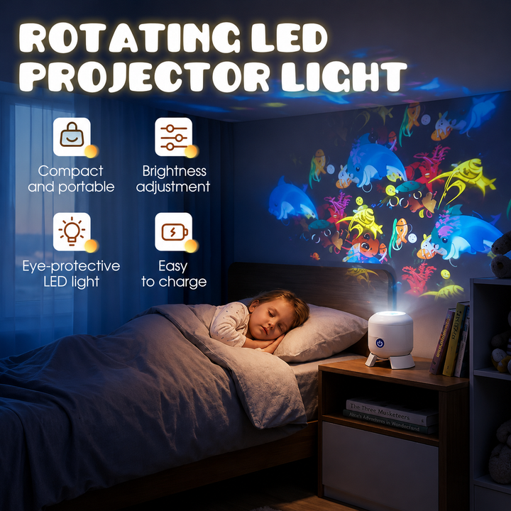 Kindernachtlamp projector met draaiende oceaan- en sterrenpatronen tafelmodel plafondprojectie