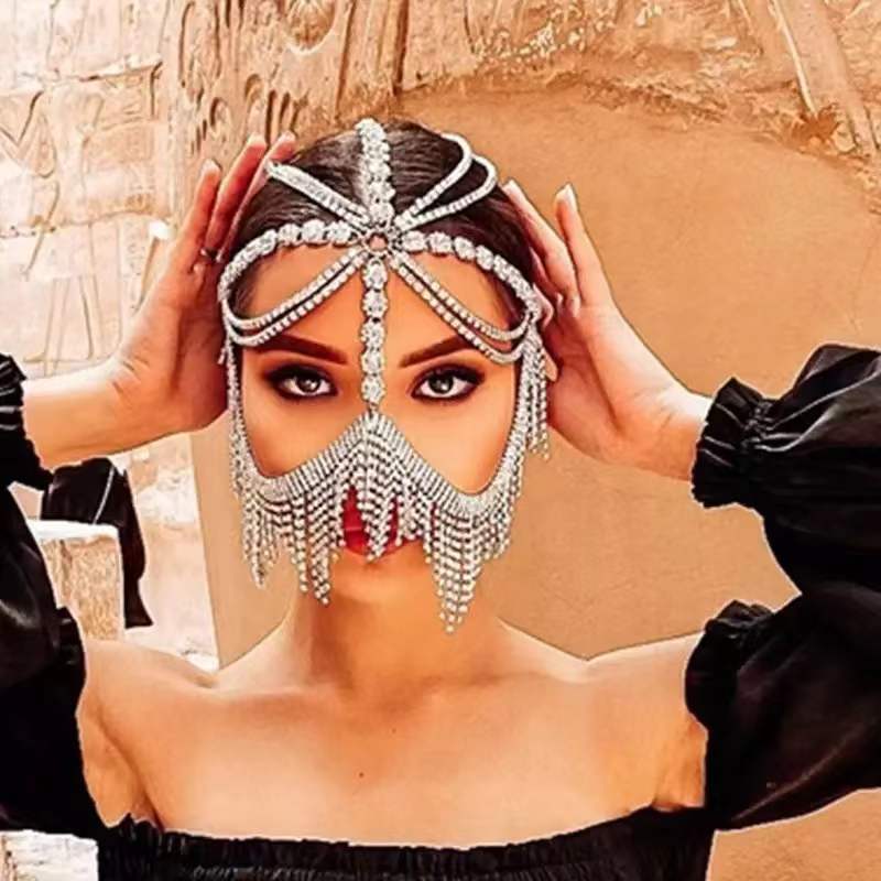 Glanzend sluiermasker | Gezichtssieraad voor maskerade