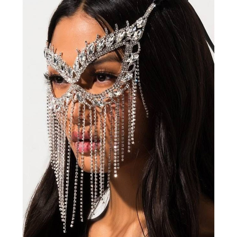 Glanzend sluiermasker | Gezichtssieraad voor maskerade