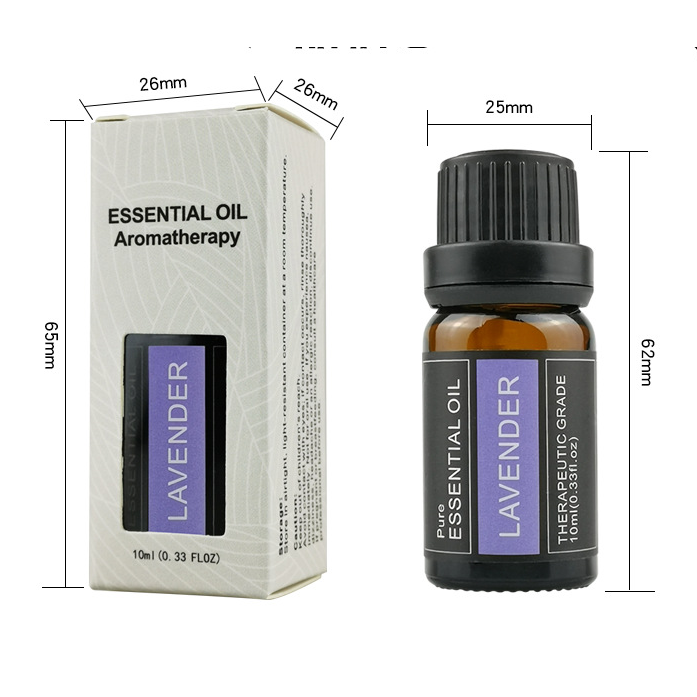 Lavendel aromatherapie etherische olie, 100% puur, in amberkleurig glazen flesje van 10ml
