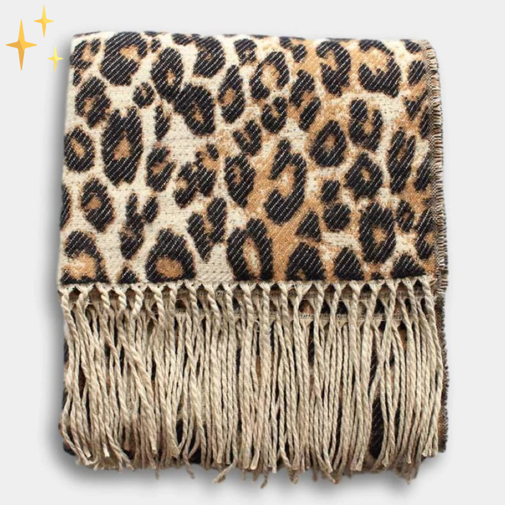 Trendy Luipaardprint XL Wollen Sjaal - Sophia