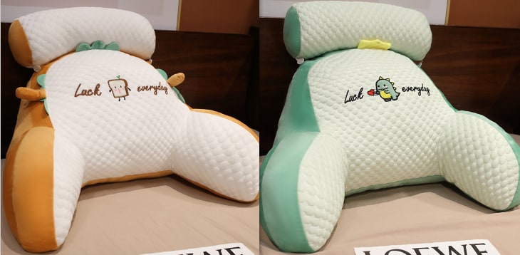 Lendensteunkussen met leesrugsteun, armleuningen en afneembare nekrol voor in bed