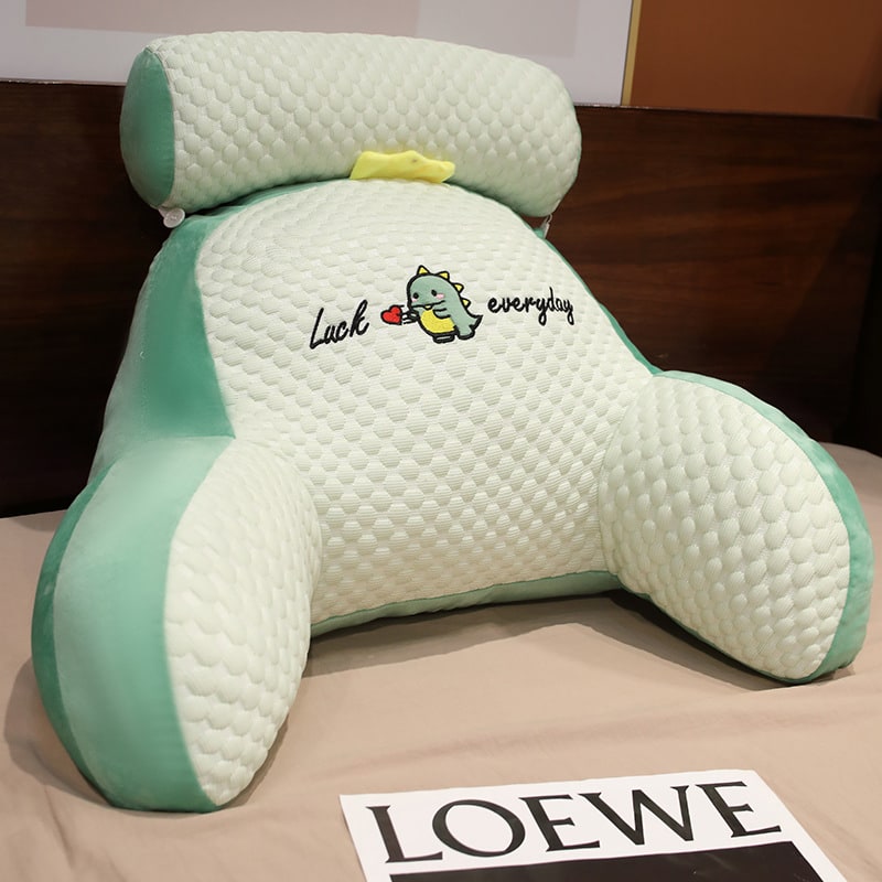 Lendensteunkussen met leesrugsteun, armleuningen en afneembare nekrol voor in bed