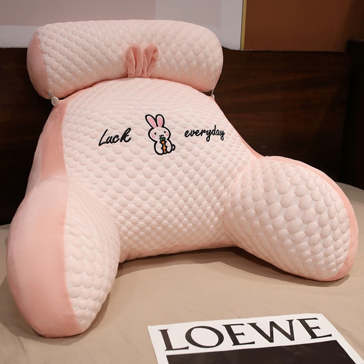 Lendensteunkussen met leesrugsteun, armleuningen en afneembare nekrol voor in bed