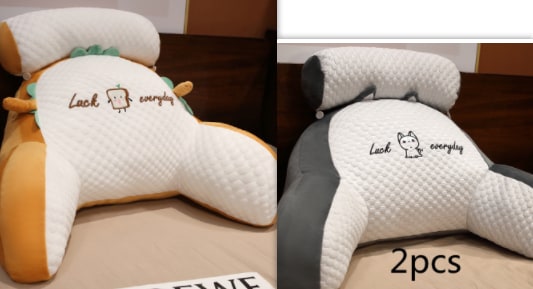 Lendensteunkussen met leesrugsteun, armleuningen en afneembare nekrol voor in bed