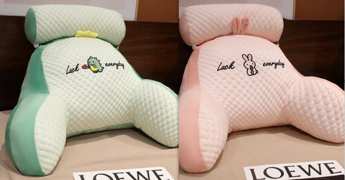 Lendensteunkussen met leesrugsteun, armleuningen en afneembare nekrol voor in bed