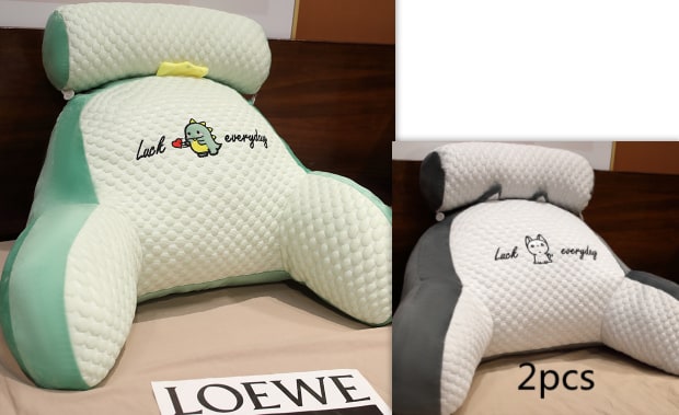 Lendensteunkussen met leesrugsteun, armleuningen en afneembare nekrol voor in bed