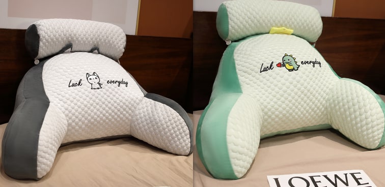 Lendensteunkussen met leesrugsteun, armleuningen en afneembare nekrol voor in bed