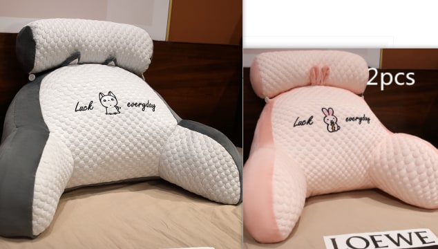 Lendensteunkussen met leesrugsteun, armleuningen en afneembare nekrol voor in bed