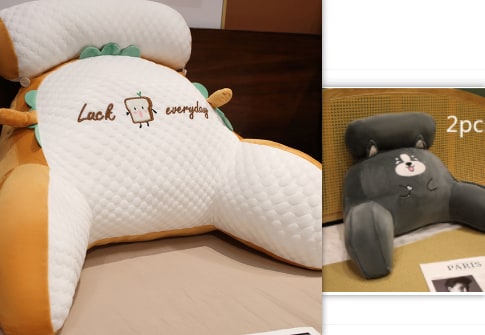 Lendensteunkussen met leesrugsteun, armleuningen en afneembare nekrol voor in bed