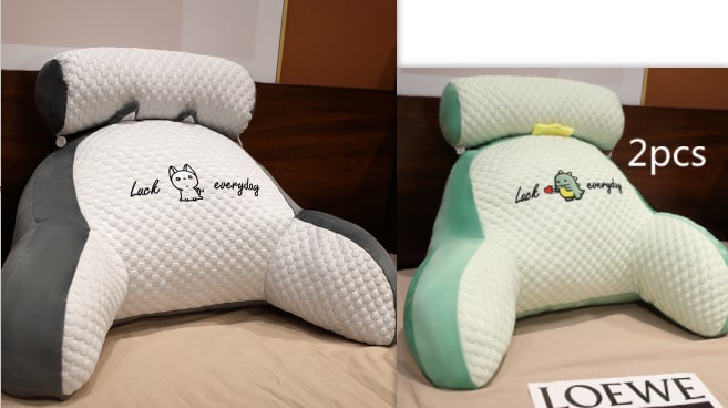 Lendensteunkussen met leesrugsteun, armleuningen en afneembare nekrol voor in bed